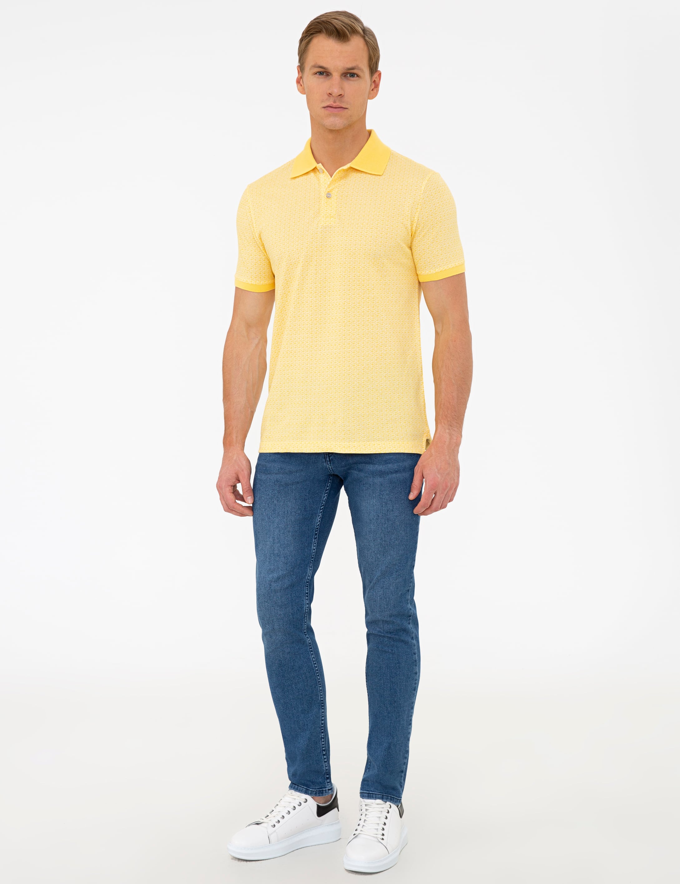 Sarı Slim Fit Polo Yaka Tişört
