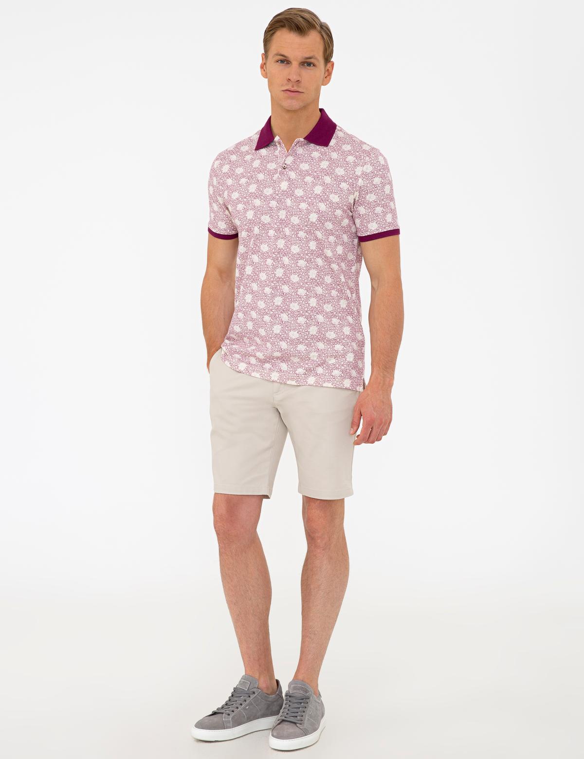 Mürdüm Slim Fit Desenli Polo Yaka Tişört - 50232421156