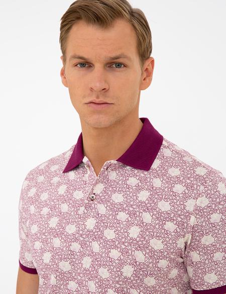 Mürdüm Slim Fit Desenli Polo Yaka Tişört - 50232421156