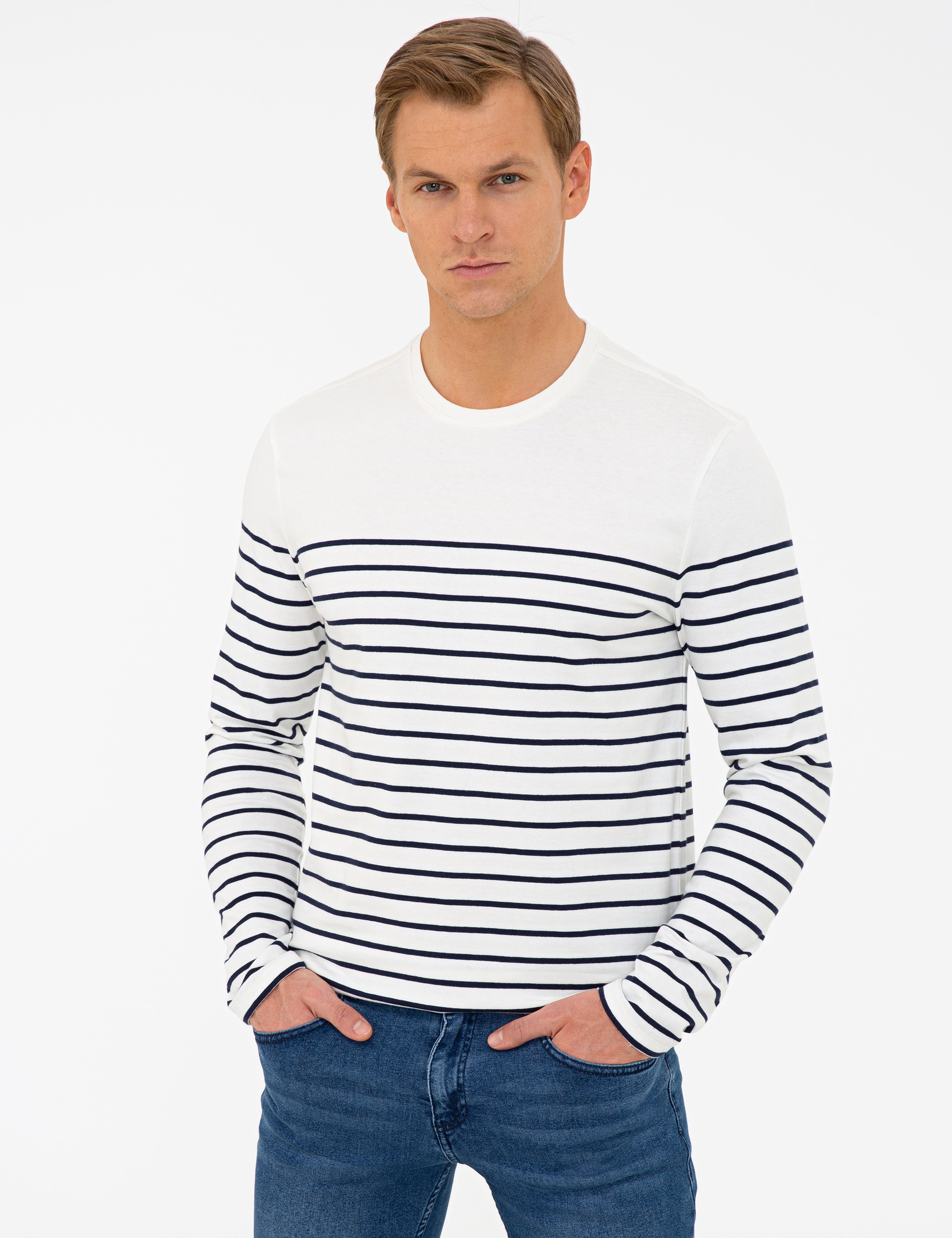 Beyaz Slim Fit Sweatshirt - Image 1