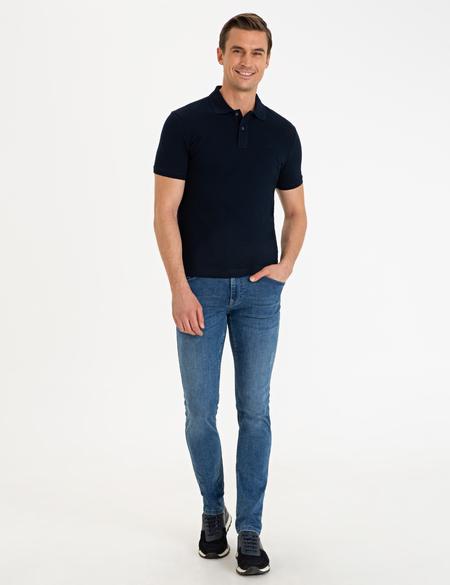 Koyu Lacivert Slim Fit Basic Polo Yaka T-Shirt - 50218589050