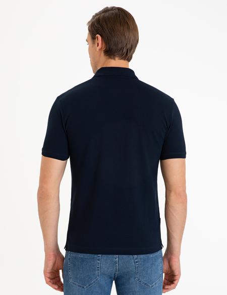 Koyu Lacivert Slim Fit Basic Polo Yaka T-Shirt - 50218589050