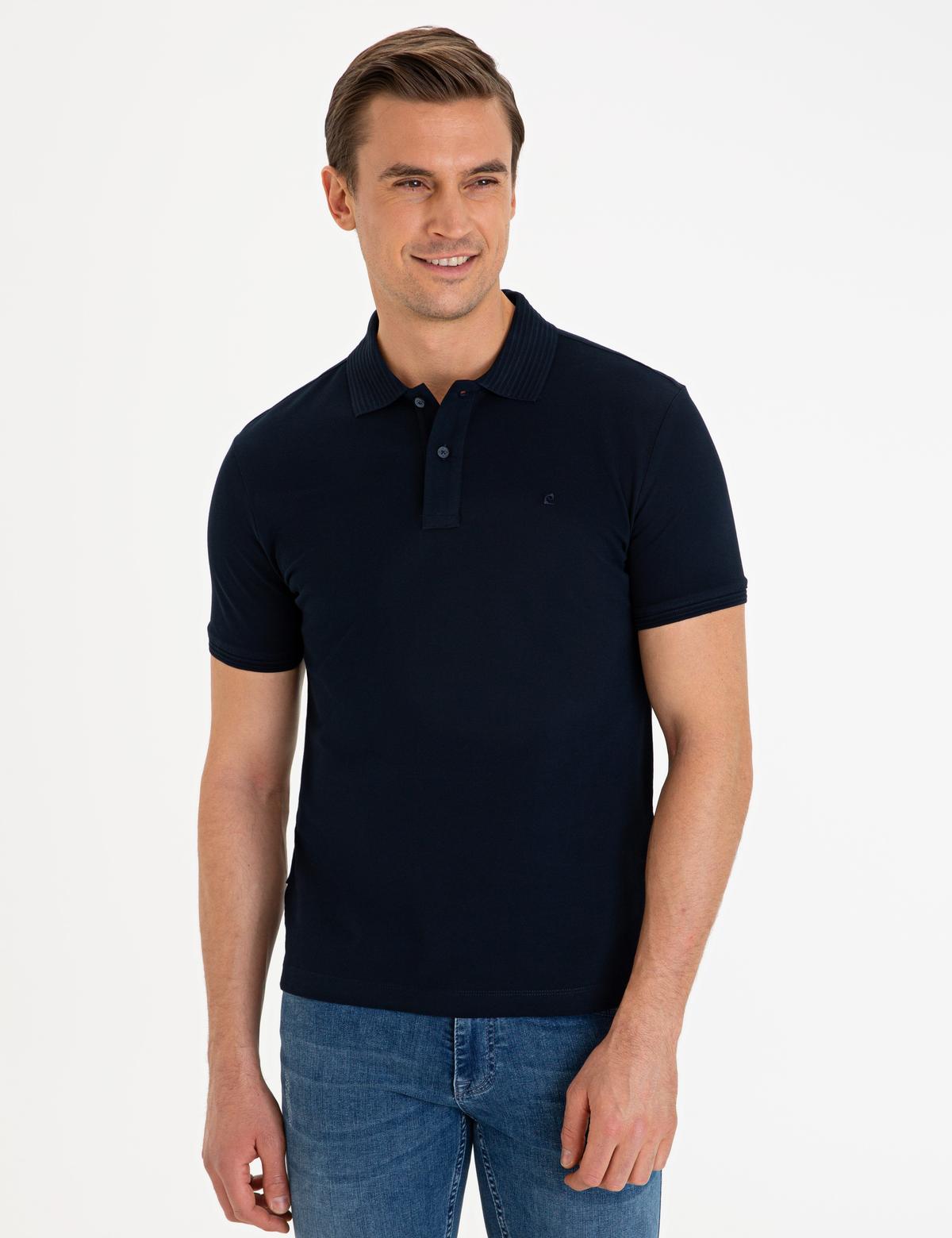 Koyu Lacivert Slim Fit Basic Polo Yaka T-Shirt