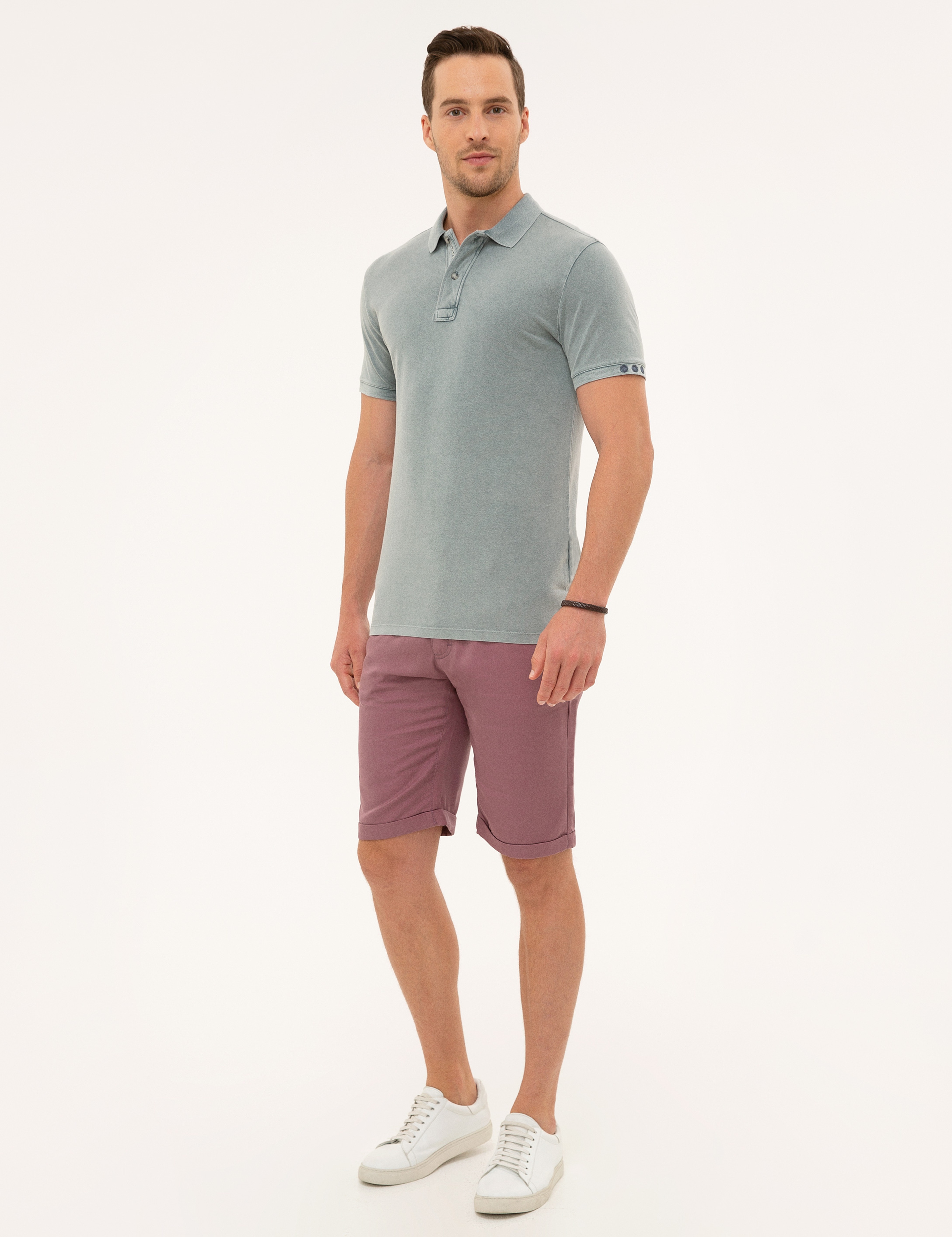 Koyu Gri Slim Fit Polo Yaka Tişört - Image 4