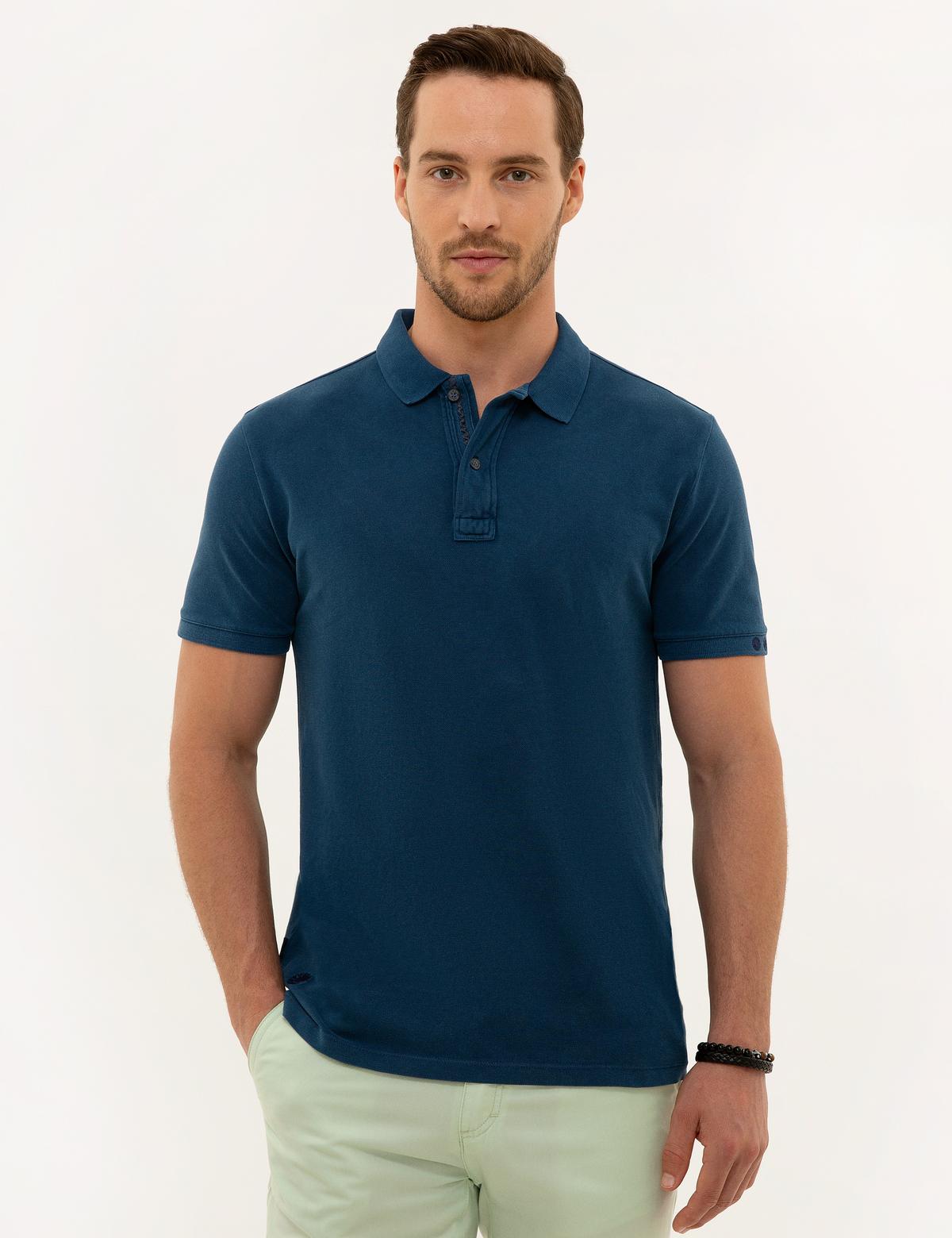 Lacivert Slim Fit Polo Yaka Tişört