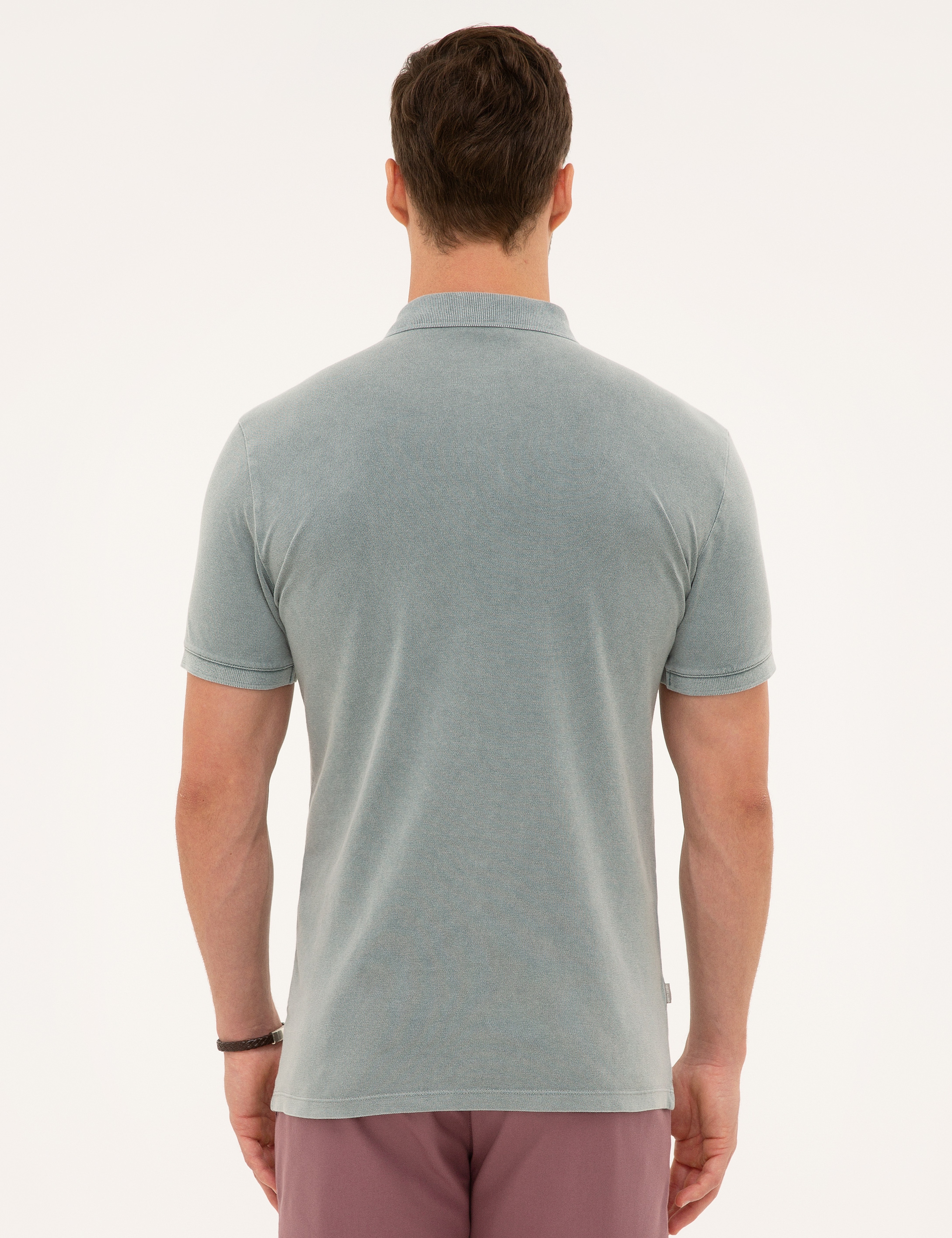 Koyu Gri Slim Fit Polo Yaka Tişört - Image 3