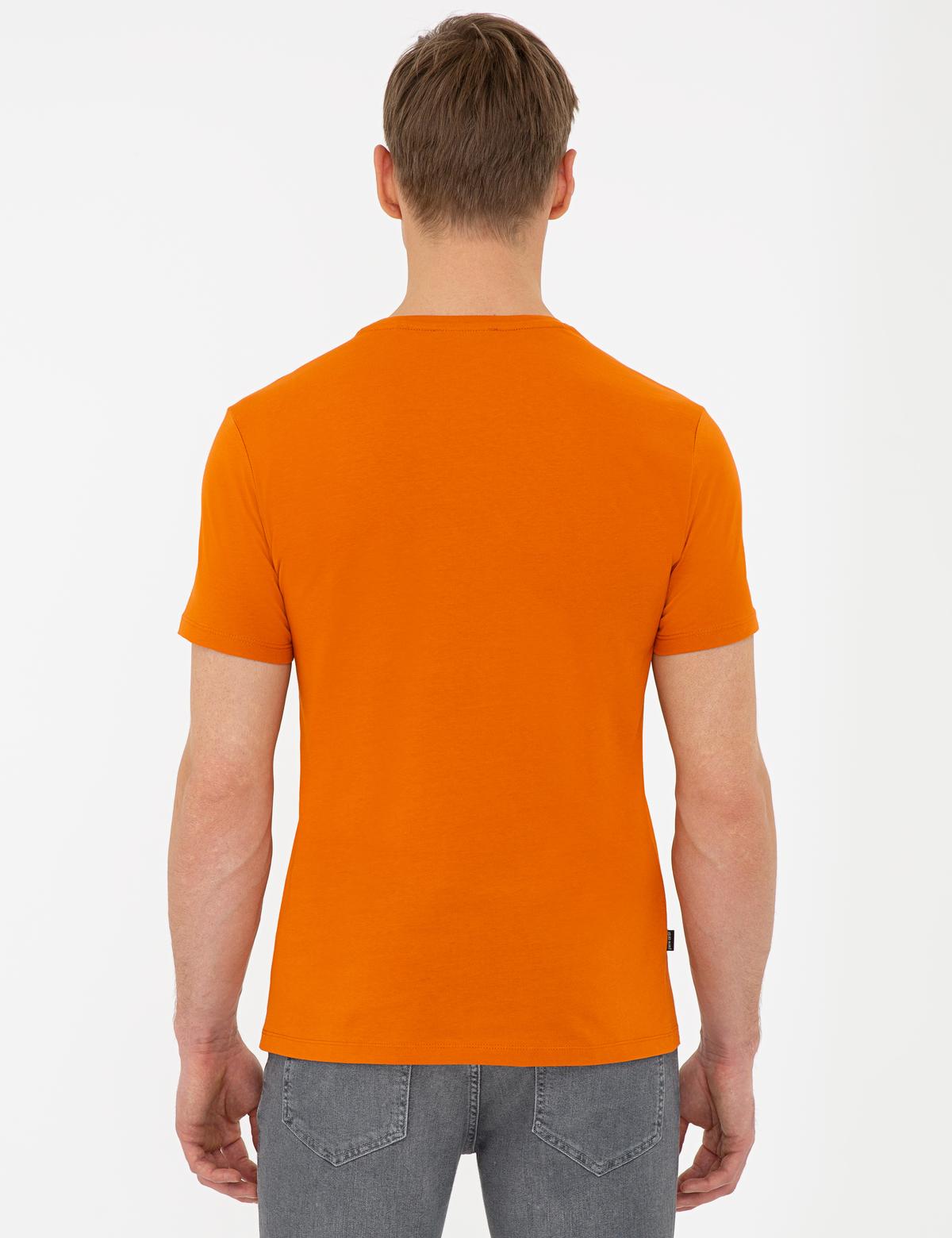 TURUNCU Slim Fit Bisiklet Yaka Tişört - 50241511011