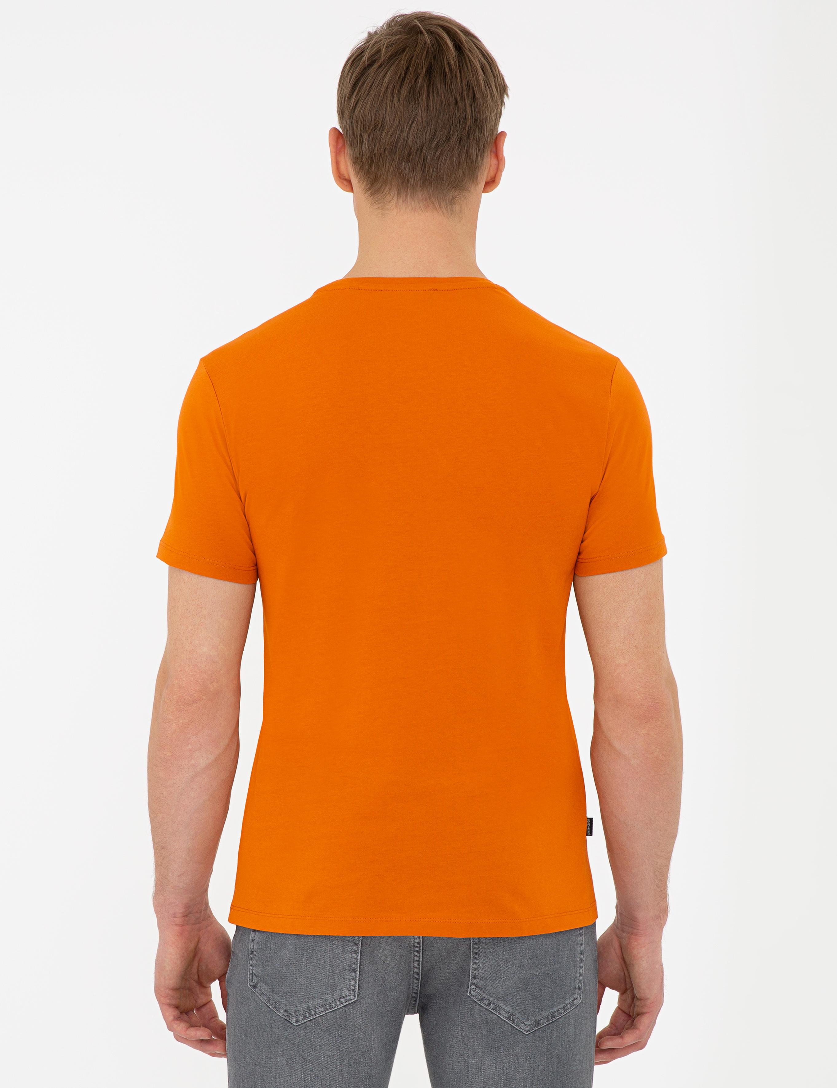 TURUNCU Slim Fit Bisiklet Yaka Tişört