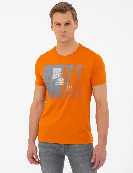 TURUNCU Slim Fit Bisiklet Yaka Tişört - 50241511011
