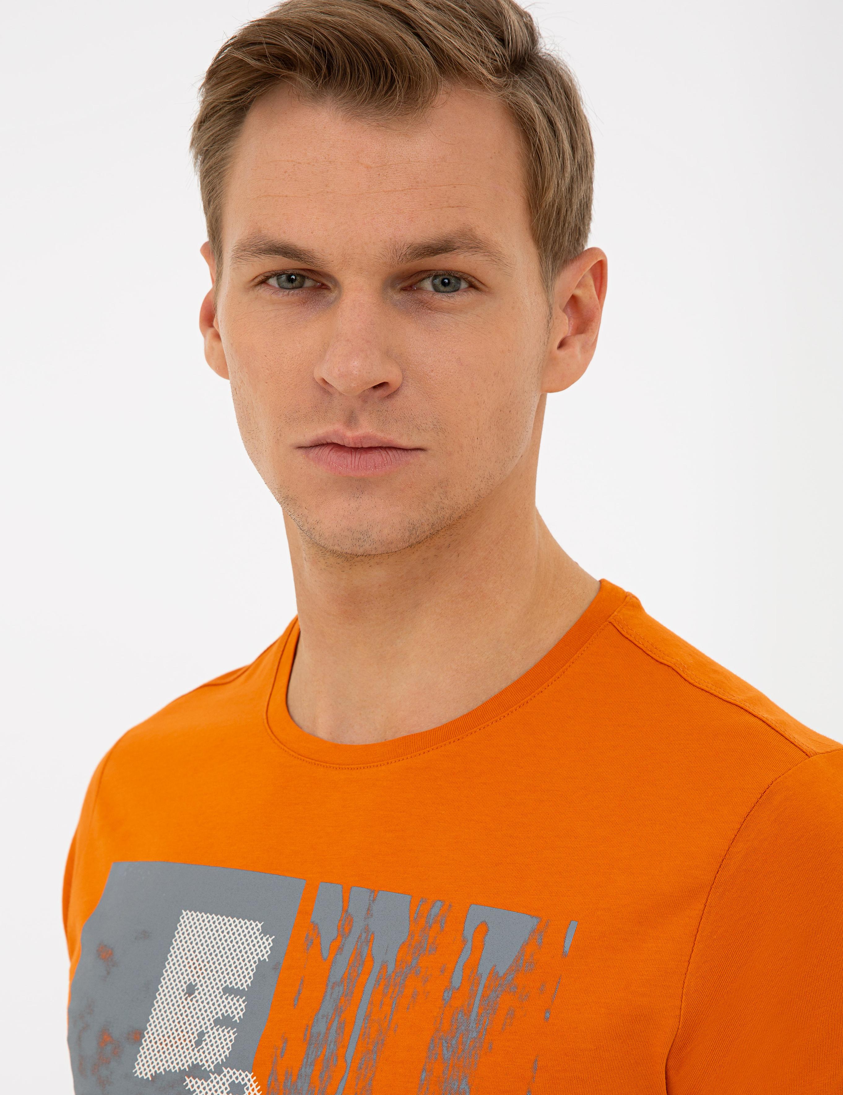 TURUNCU Slim Fit Bisiklet Yaka Tişört