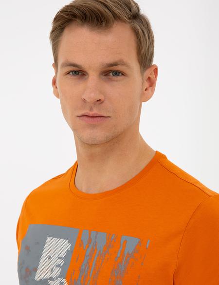 TURUNCU Slim Fit Bisiklet Yaka Tişört - 50241511011
