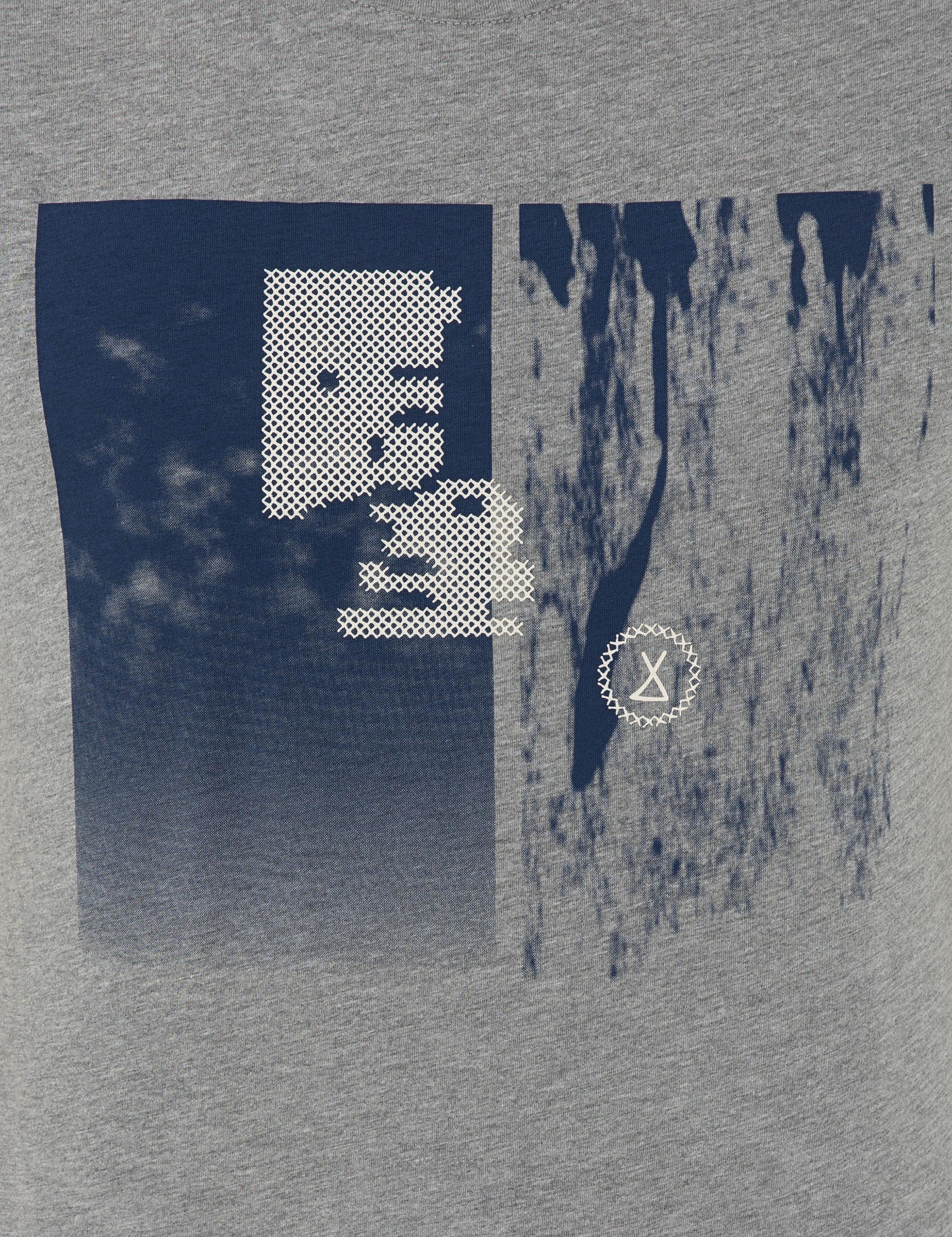 Gri Melanj Slim Fit Bisiklet Yaka Tişört