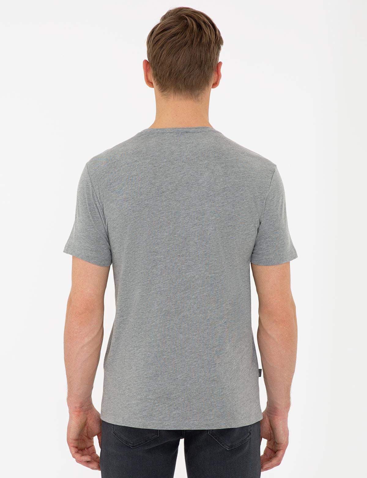 Gri Melanj Slim Fit Bisiklet Yaka Tişört - 50241511024