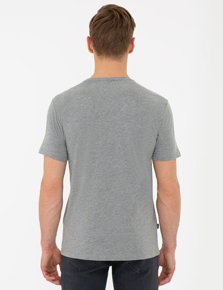 Gri Melanj Slim Fit Bisiklet Yaka Tişört - 50241511024