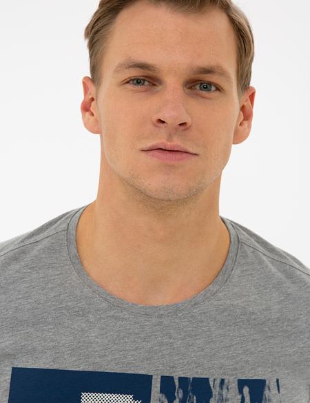 Gri Melanj Slim Fit Bisiklet Yaka Tişört - 50241511024