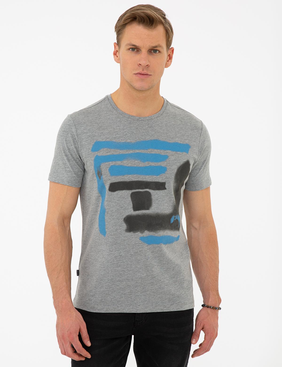 Gri Melanj Slim Fit Tişört