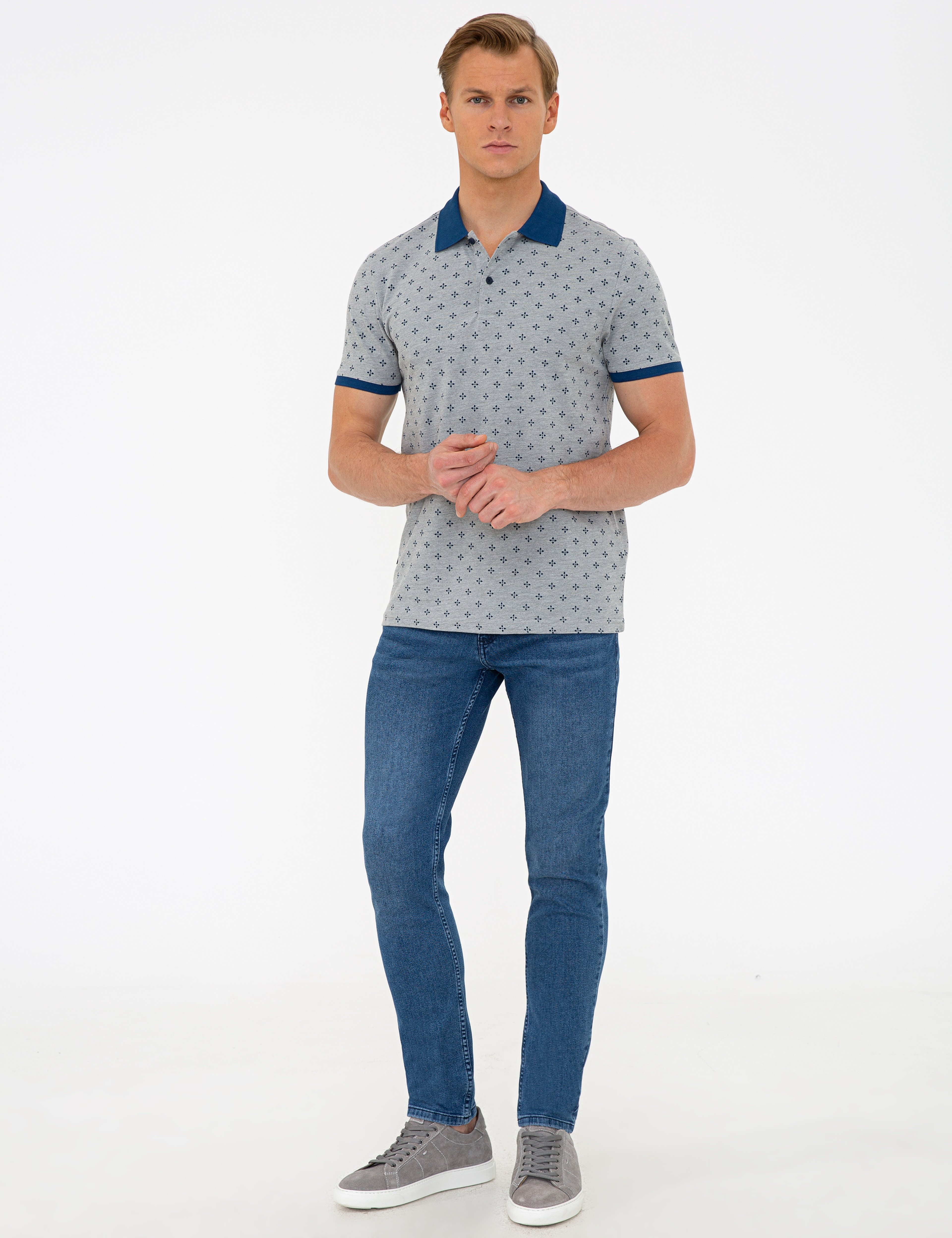 Gri Melanj Slim Fit Polo Yaka T-Shirt - Image 4