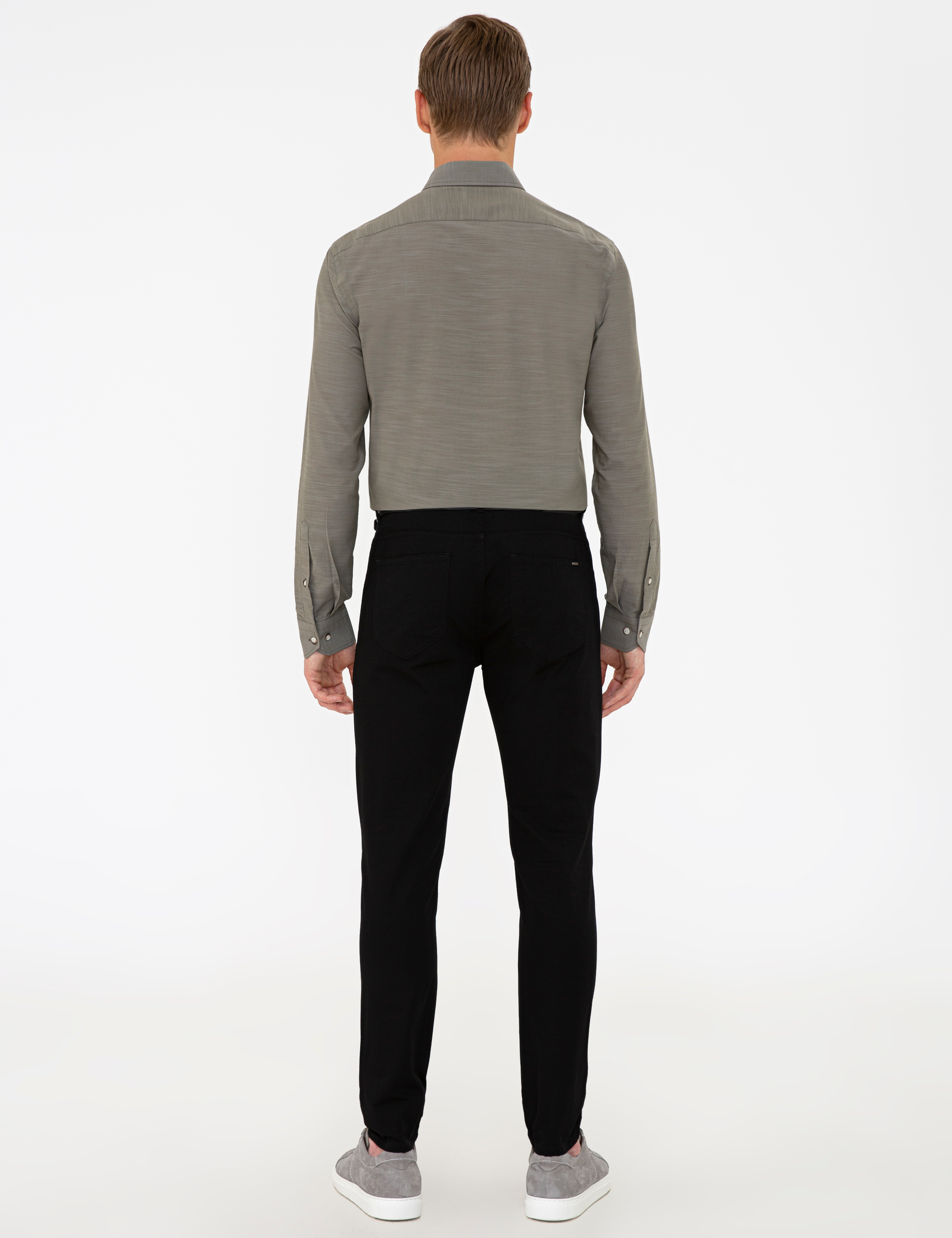 Siyah Slim Fit Kanvas Pantolon - Image 3