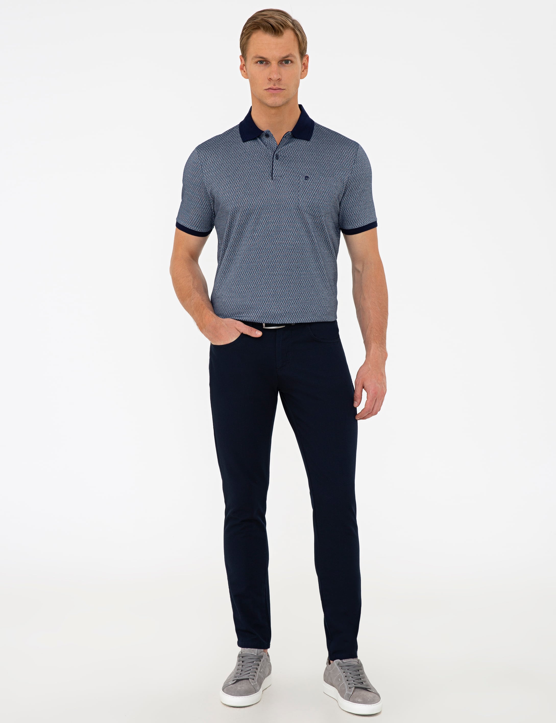 Lacivert Slim Fit Kanvas Pantolon - Image 1