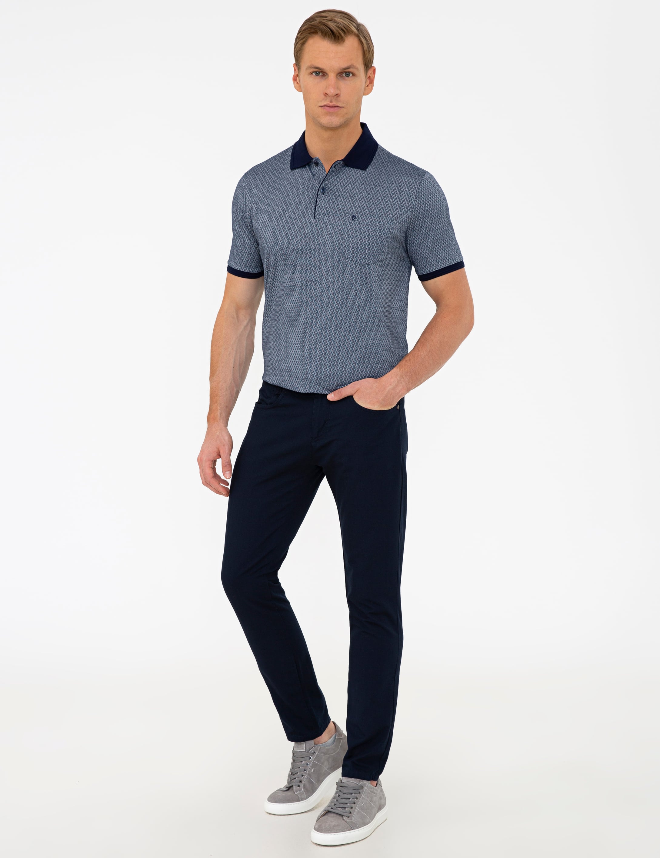 Lacivert Slim Fit Kanvas Pantolon