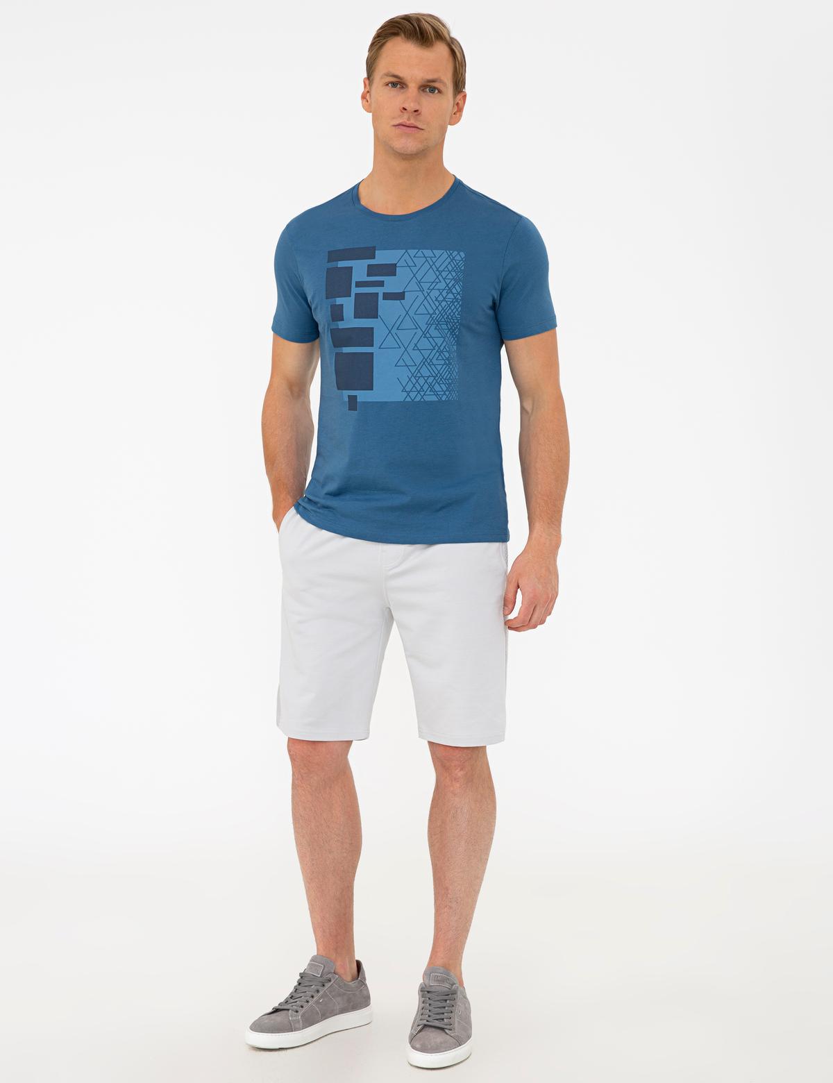 Gri Melanj Standart Fit Örme Şort