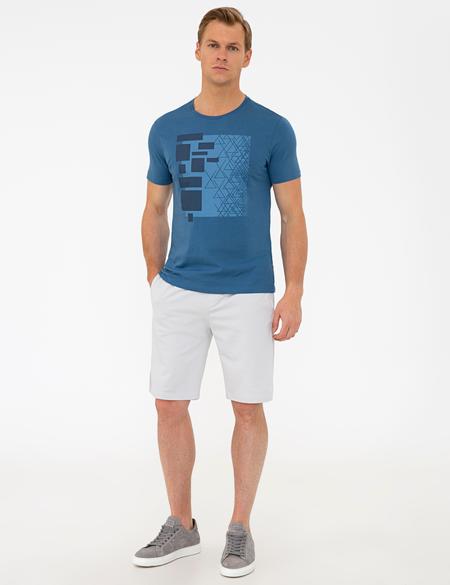 Gri Melanj Standart Fit Örme Şort - 50233260036