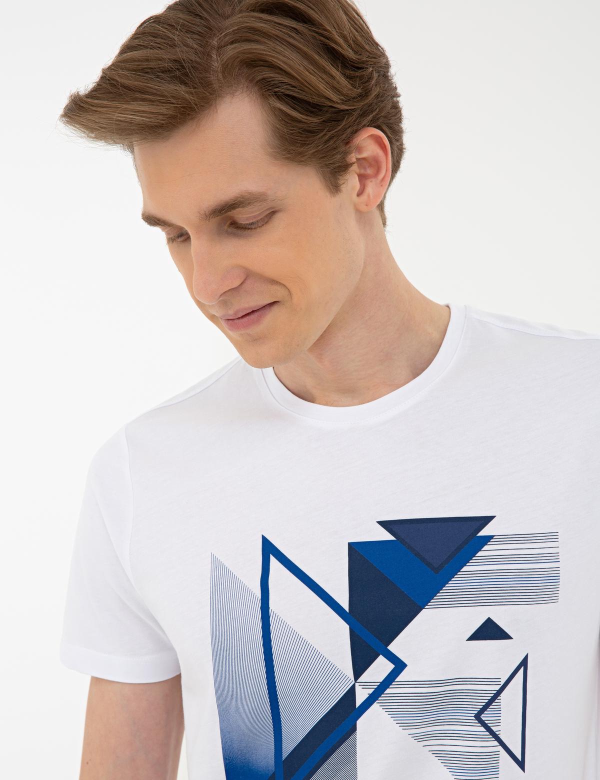 Beyaz Slim Fit Tişört - 50241492002