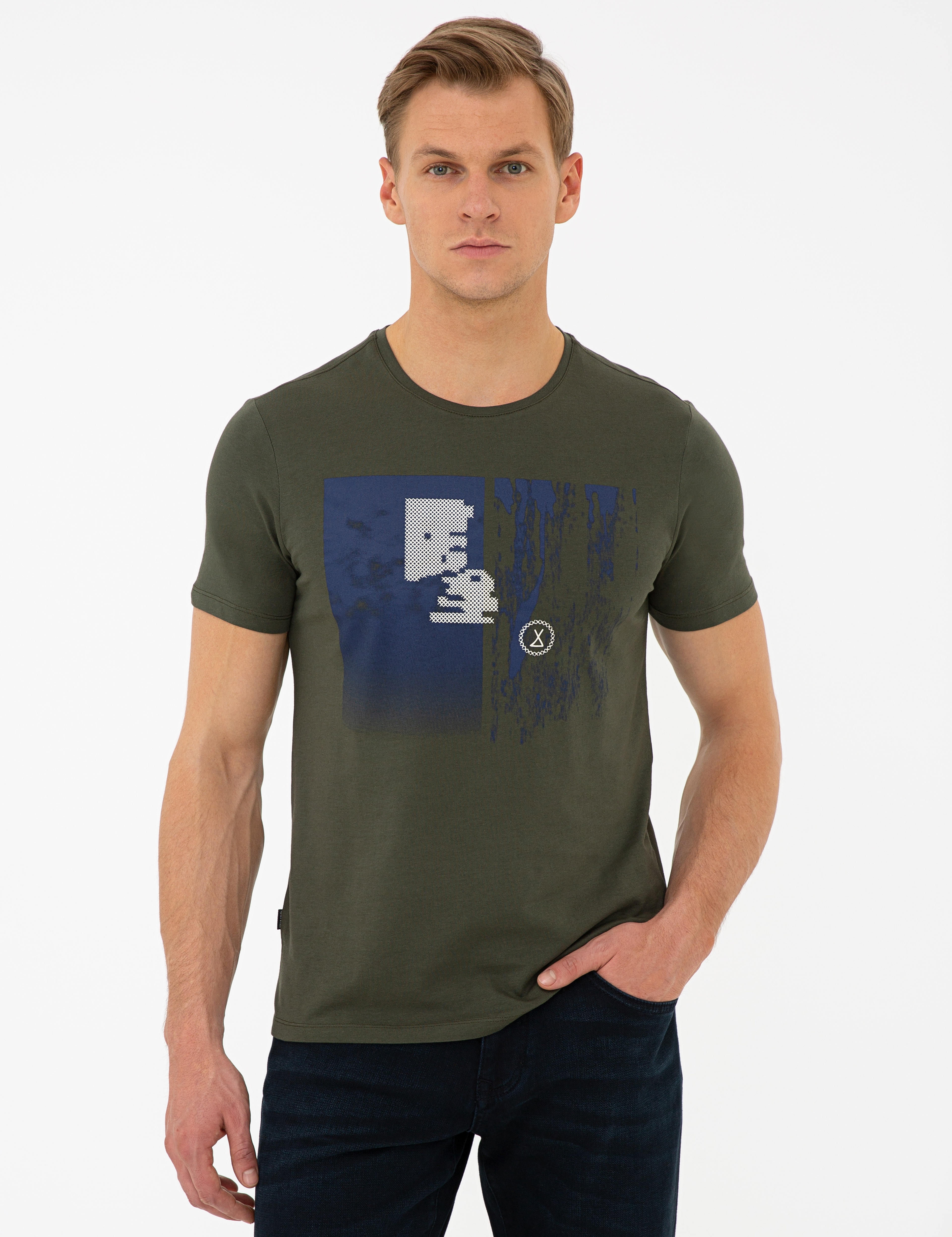 Haki Slim Fit Tişört - Image 1
