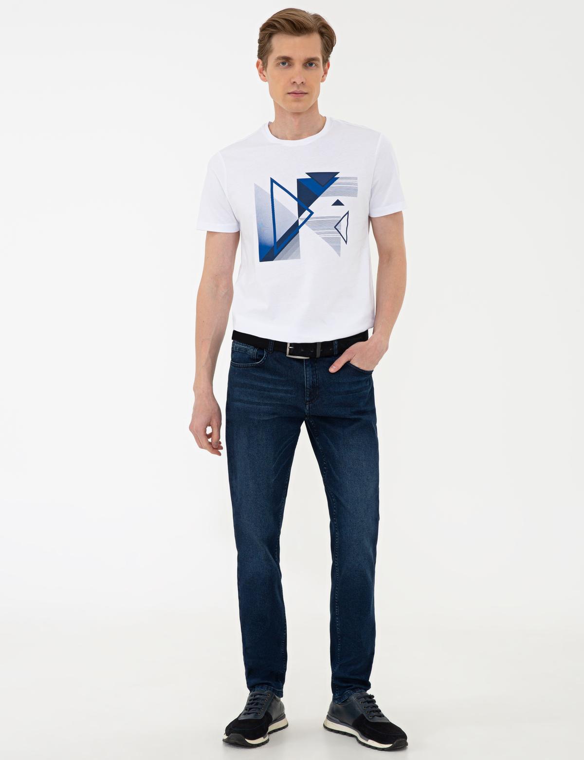 Beyaz Slim Fit Tişört - 50241492002
