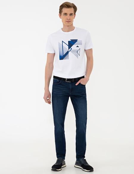 Beyaz Slim Fit Tişört - 50241492002
