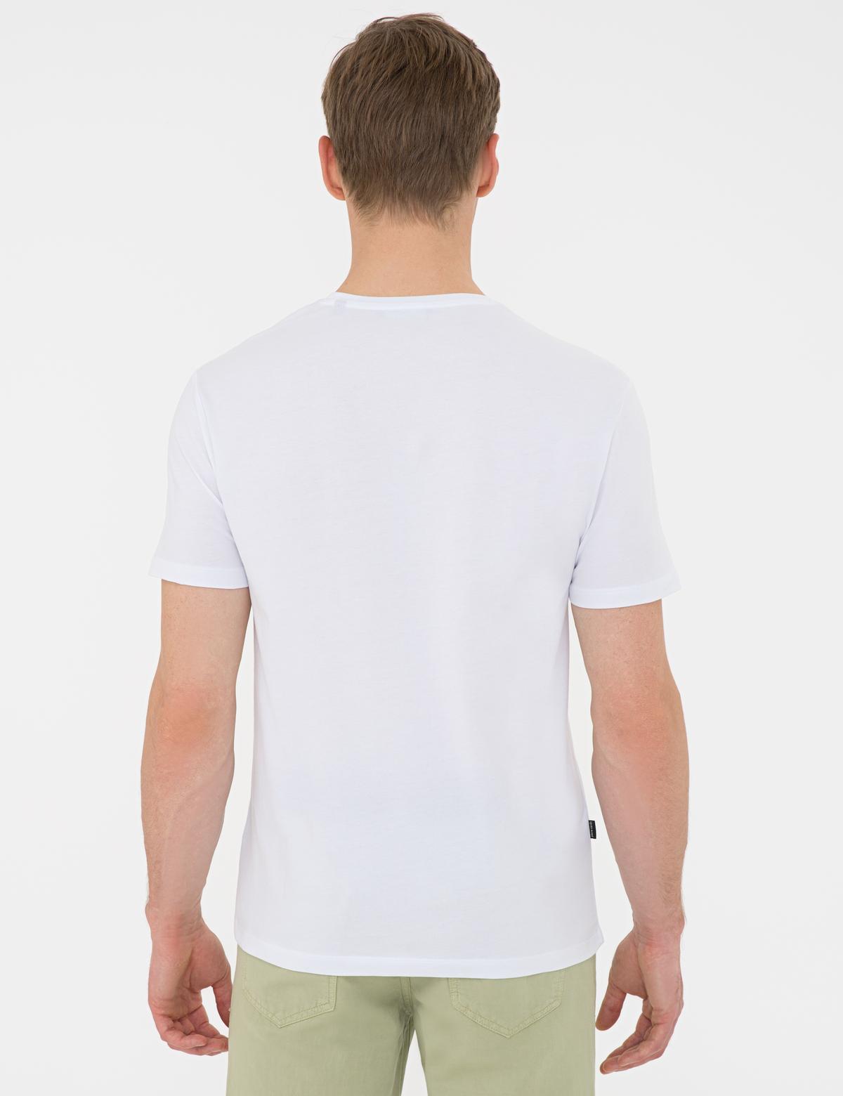 Beyaz Slim Fit Bisiklet Yaka Tişört - 50241514007