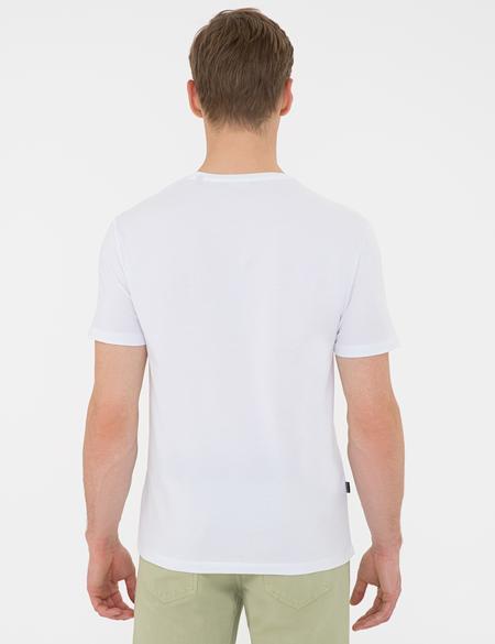 Beyaz Slim Fit Bisiklet Yaka Tişört - 50241514007