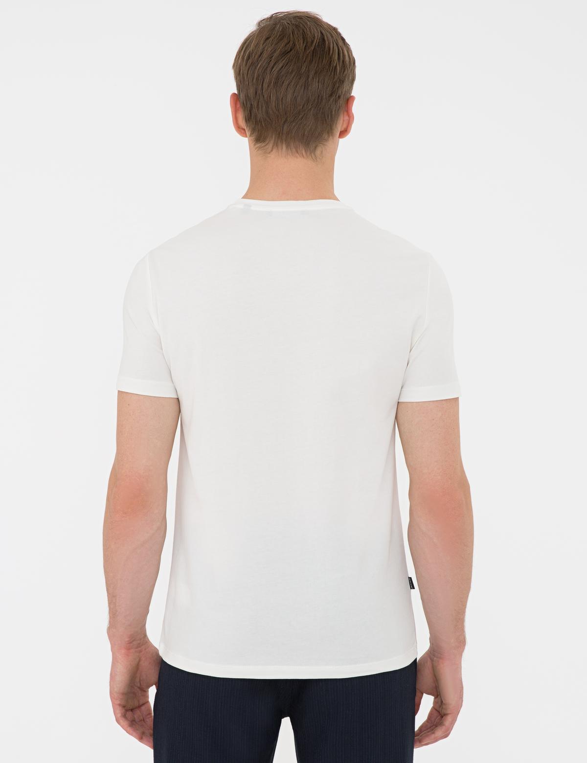 Ecru Slim Fit Bisiklet Yaka T-Shirt - 50241514017