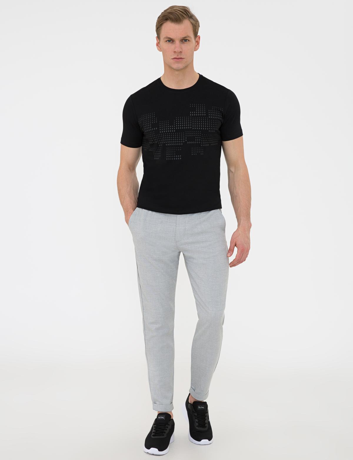 Siyah Slim Fit Bisiklet Yaka T-Shirt - 50241514020