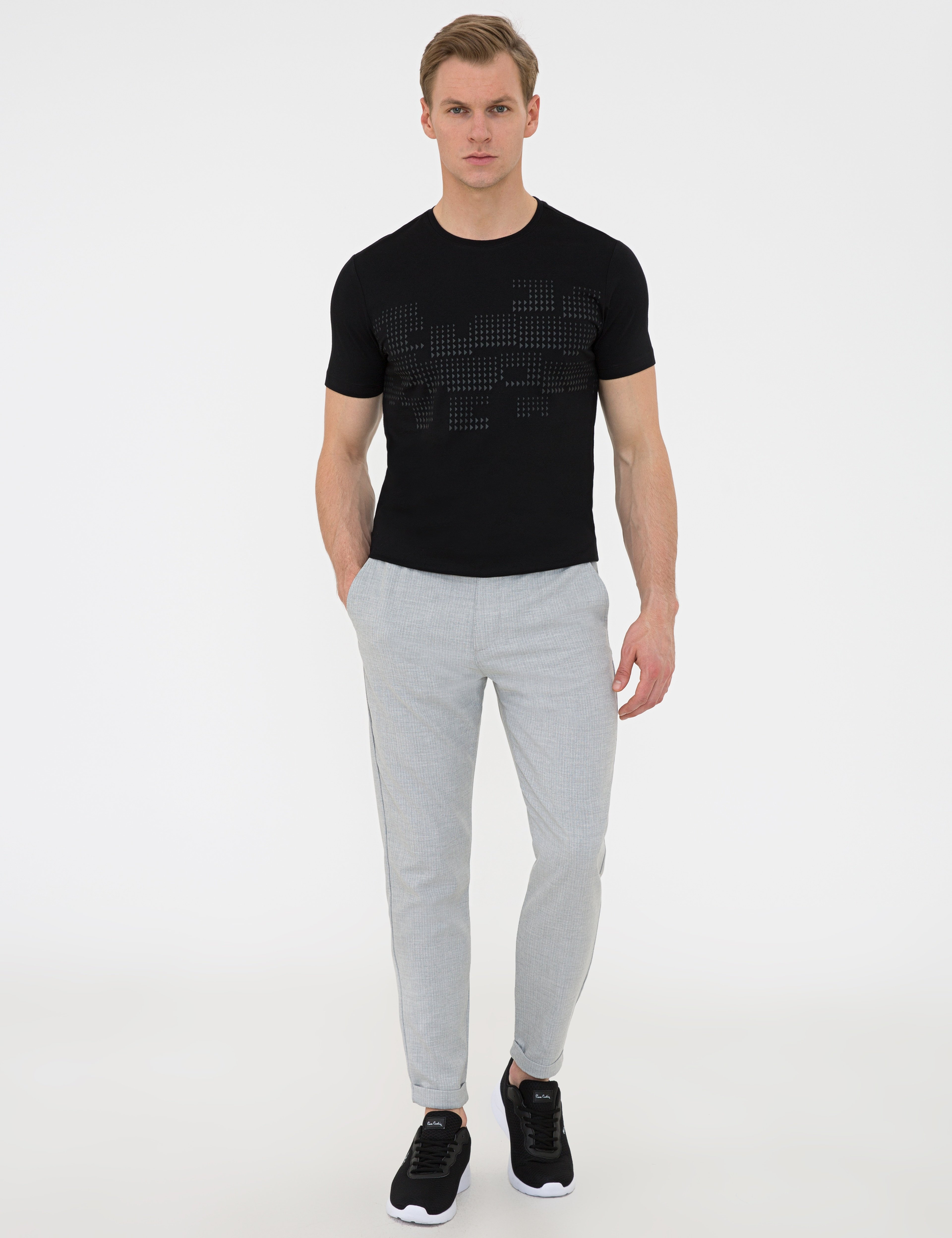 Siyah Slim Fit Bisiklet Yaka T-Shirt