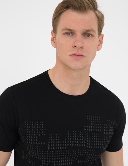 Siyah Slim Fit Bisiklet Yaka T-Shirt - 50241514020