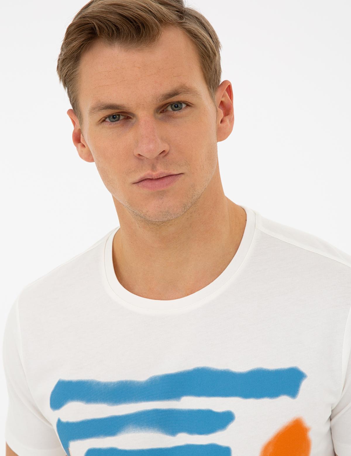 Ekru Slim Fit Tişört - 50241541007