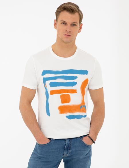 Ekru Slim Fit Tişört - 50241541007