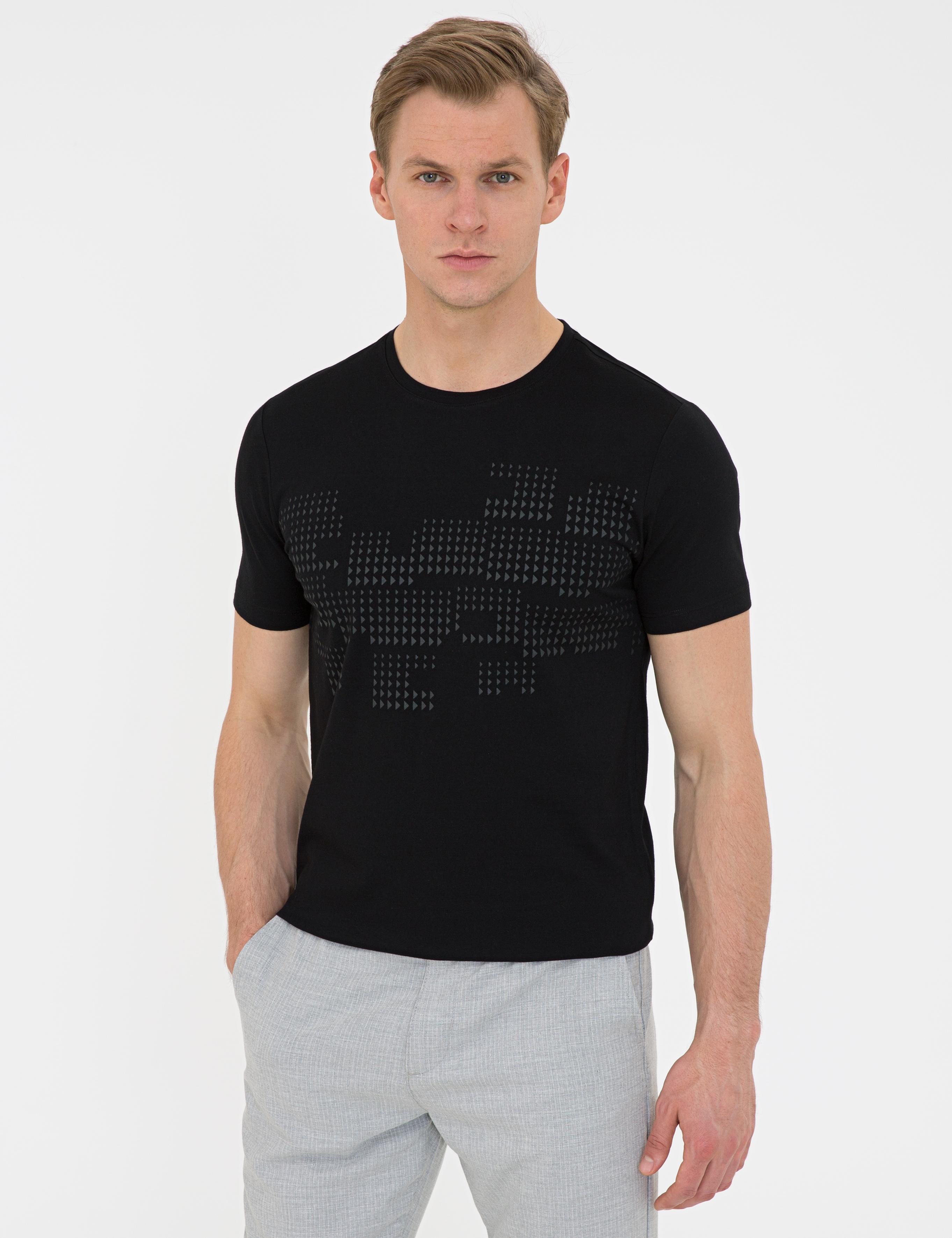 Siyah Slim Fit Bisiklet Yaka T-Shirt