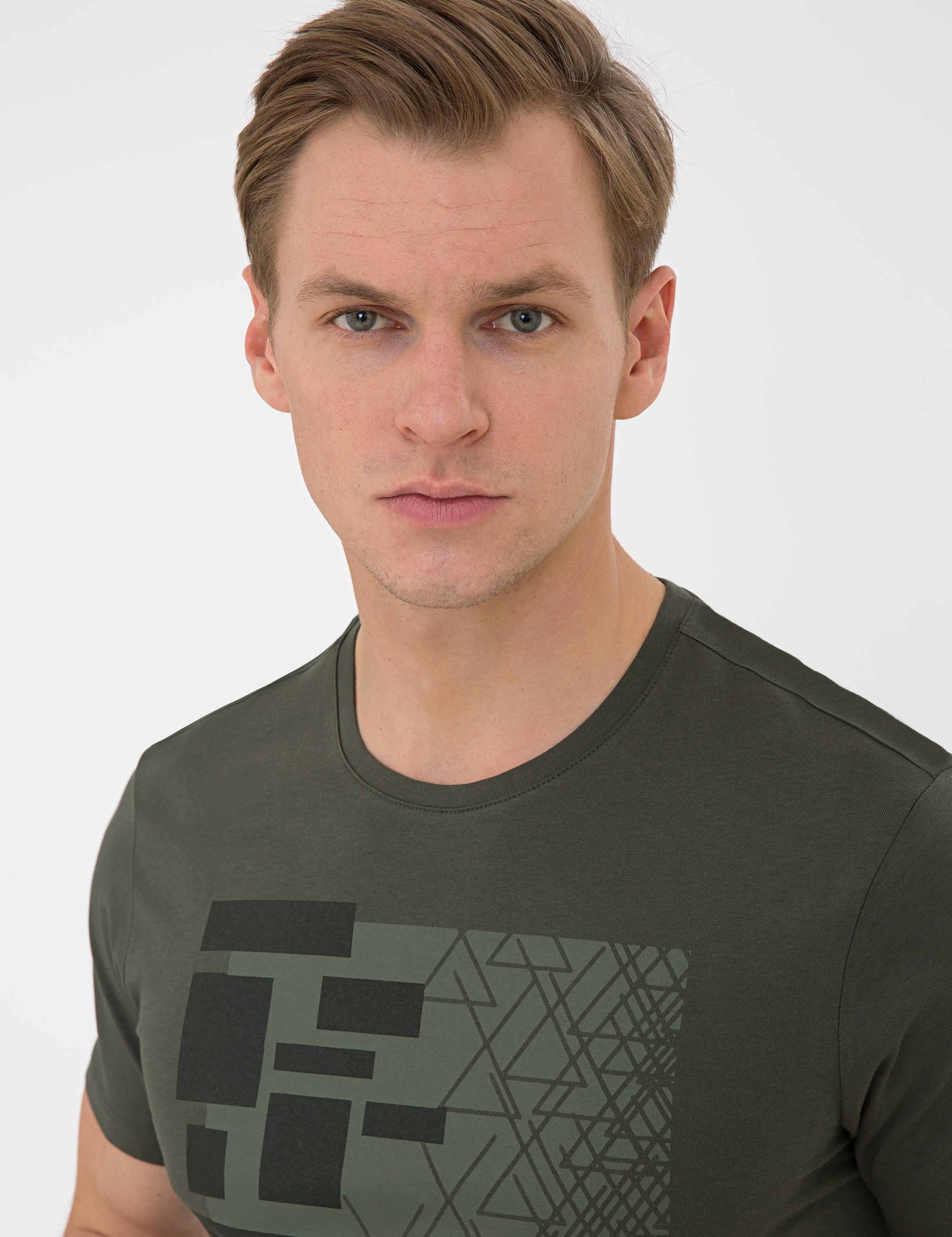 Haki Slim Fit Bisiklet Yaka T-Shirt