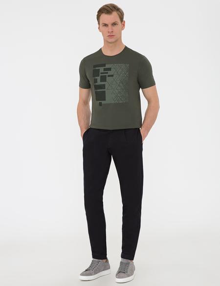 Haki Slim Fit Bisiklet Yaka T-Shirt - 50241532002