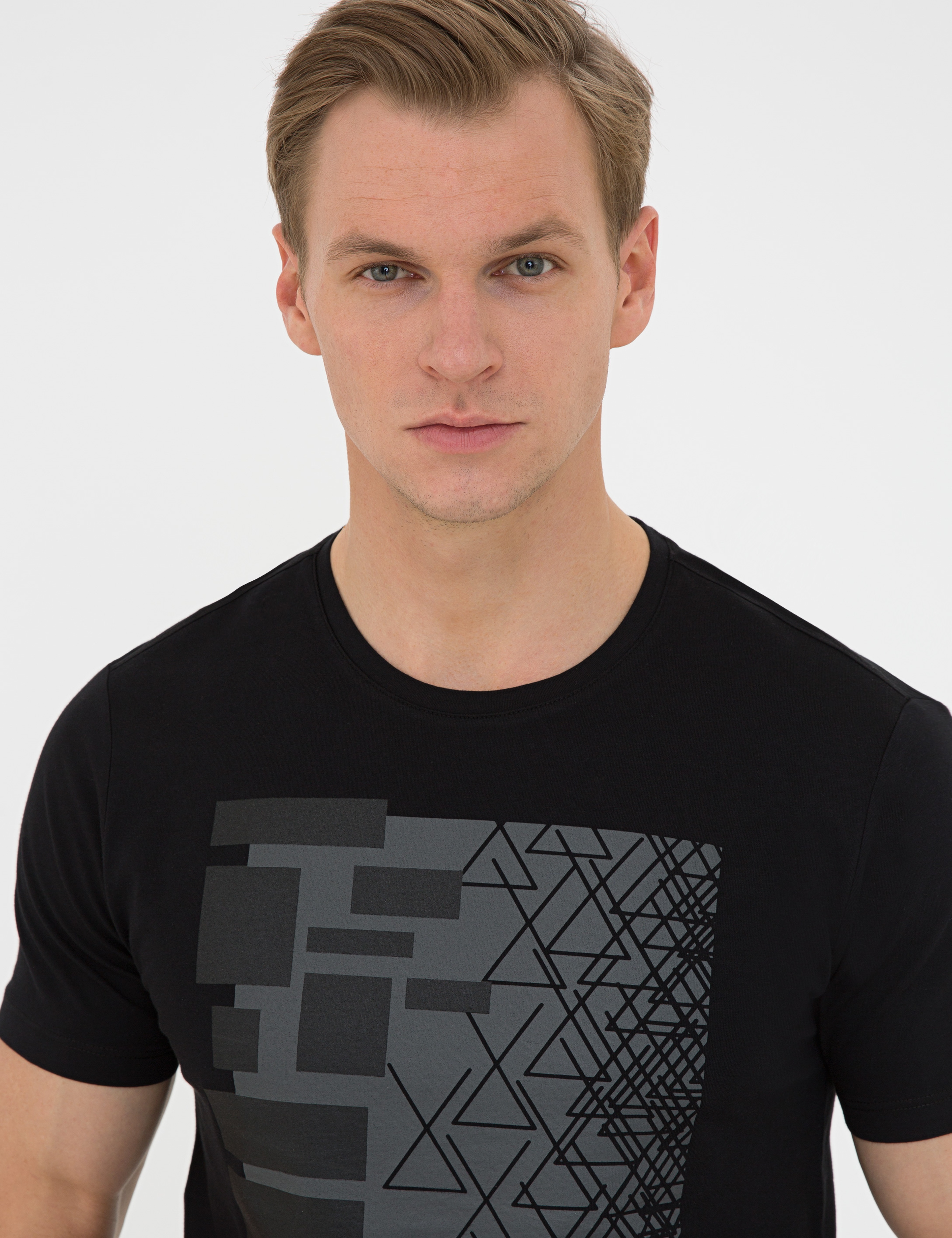 Siyah Slim Fit Bisiklet Yaka T-Shirt - Image 2