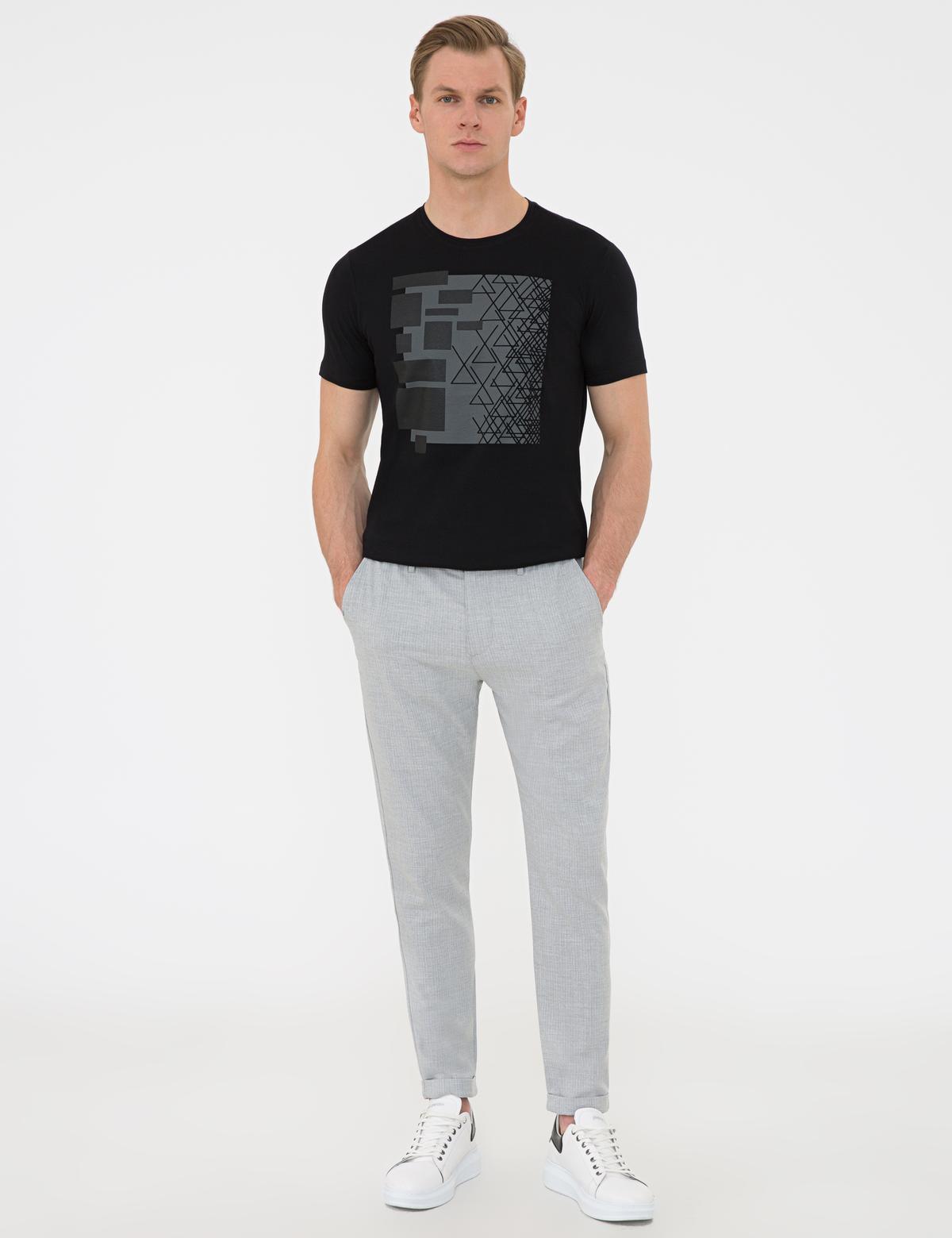 Siyah Slim Fit Bisiklet Yaka T-Shirt - 50241532020