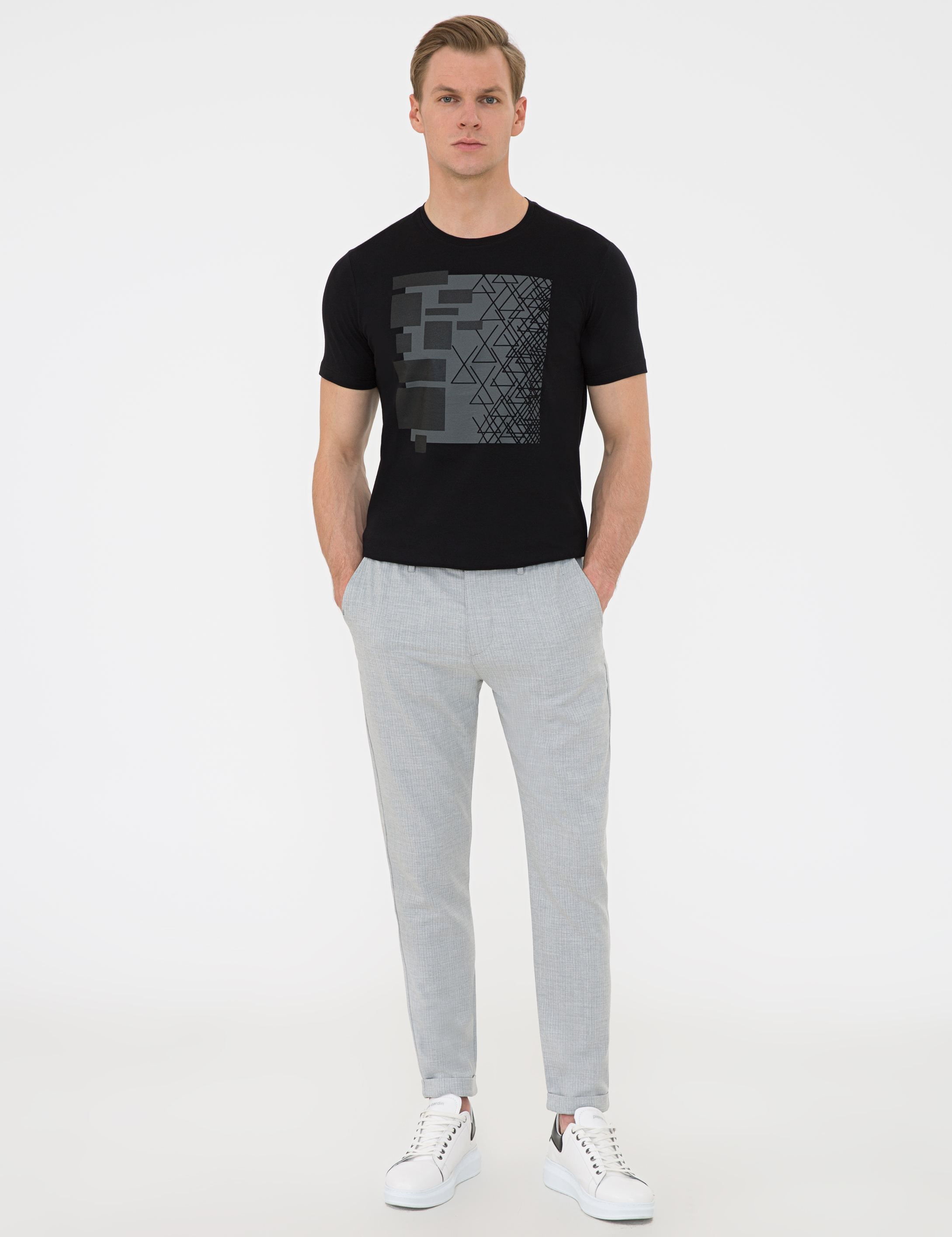 Siyah Slim Fit Bisiklet Yaka T-Shirt