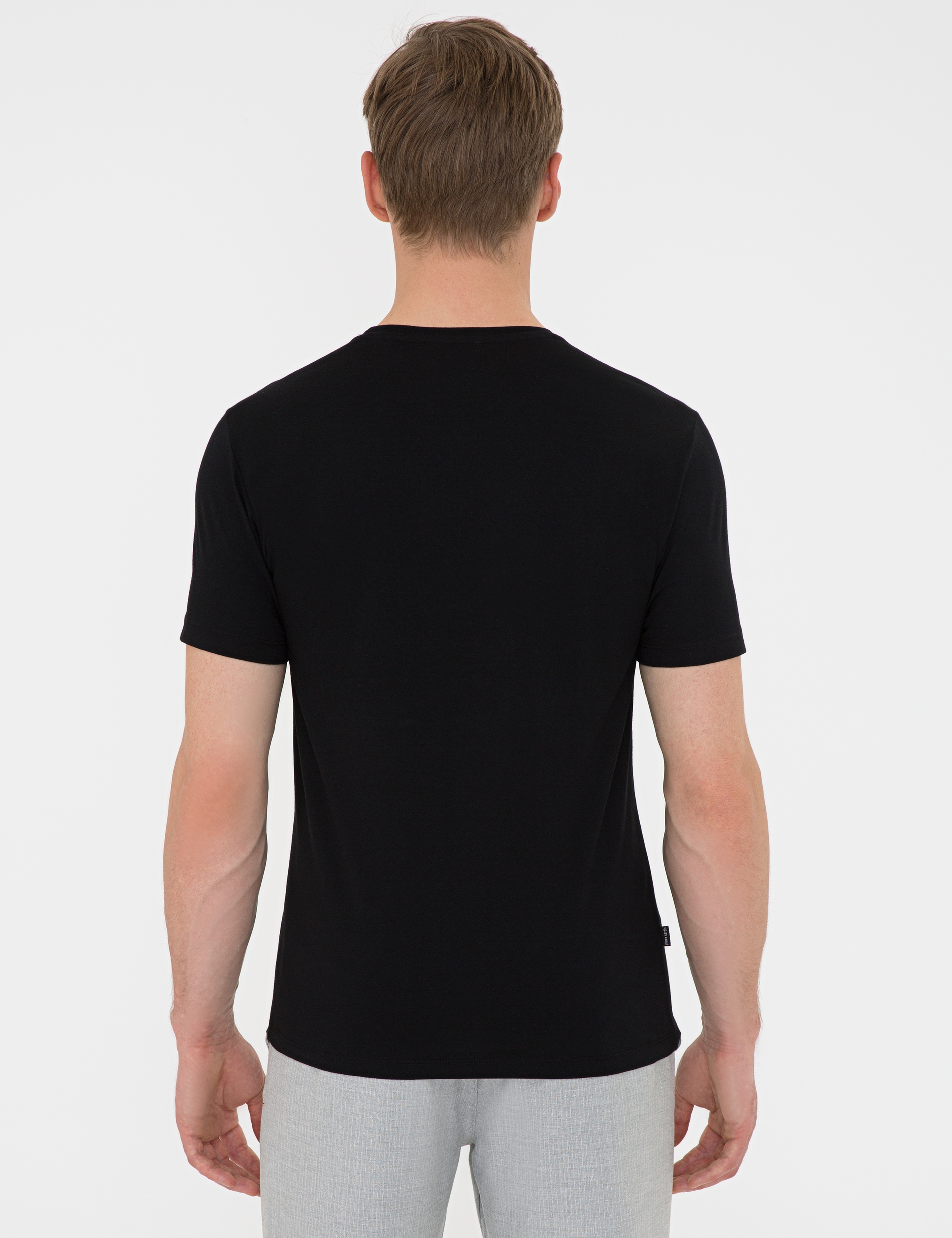 Siyah Slim Fit Bisiklet Yaka T-Shirt - Image 3