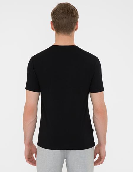 Siyah Slim Fit Bisiklet Yaka T-Shirt - 50241514020