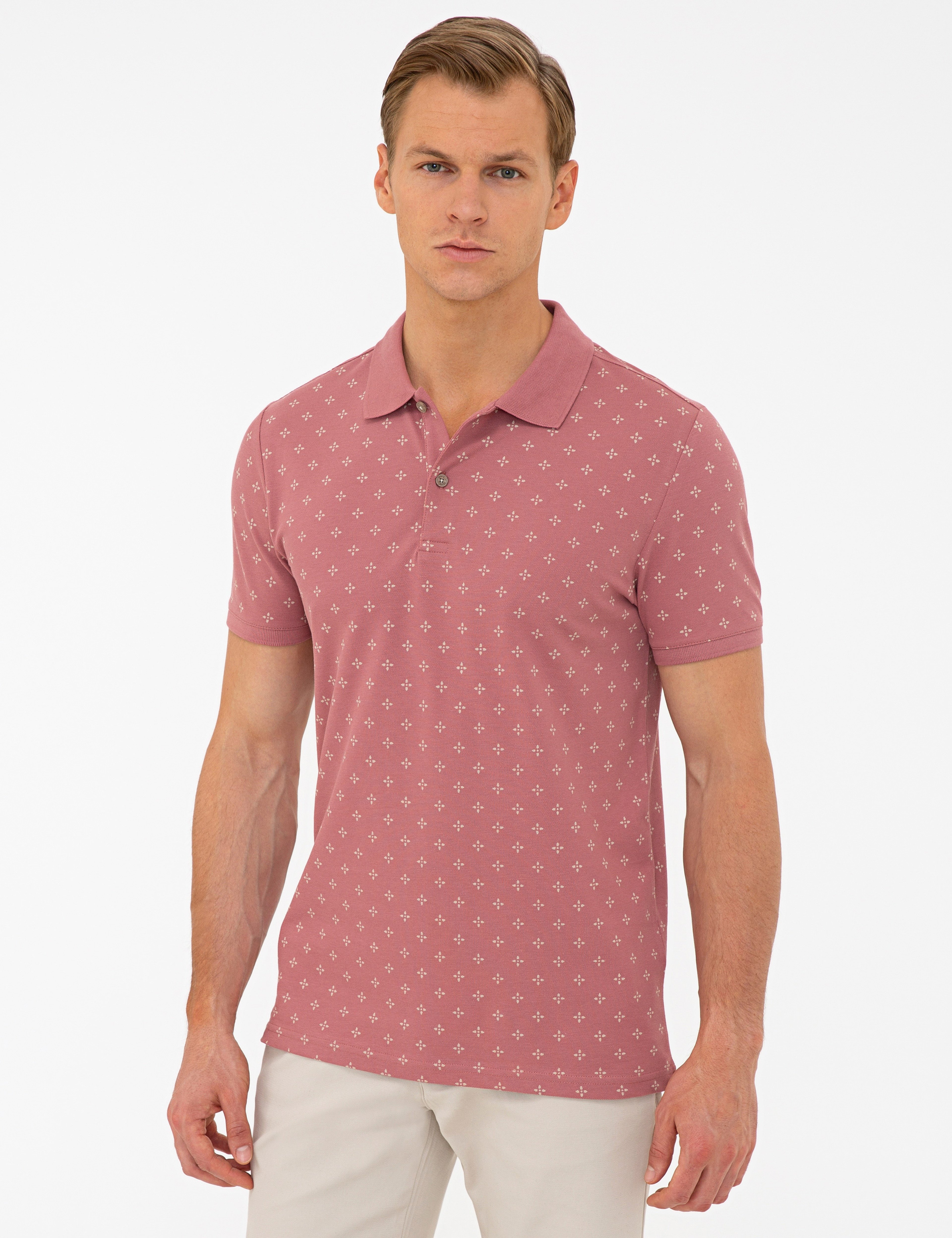 Gül Kurusu Slim Fit Polo Yaka Tişört