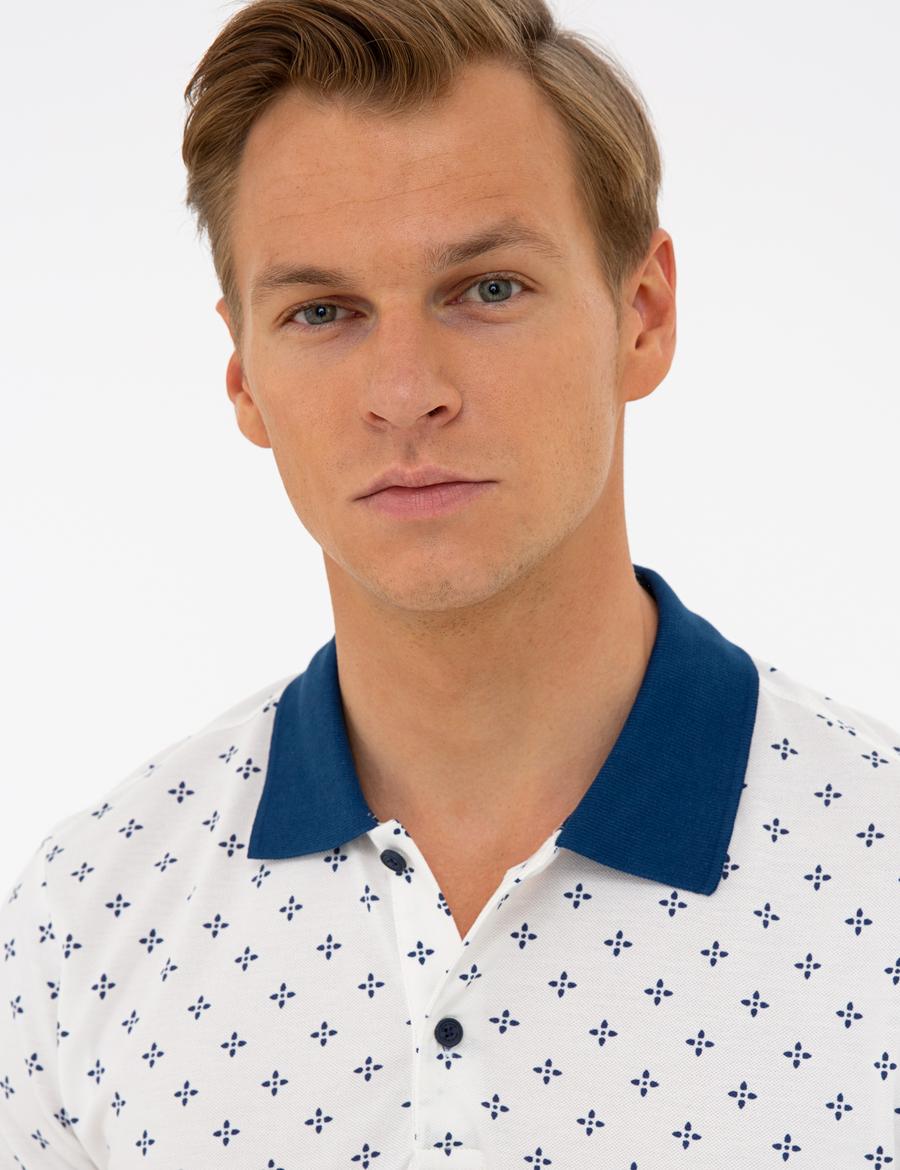 Ecru Slim Fit Polo Yaka T-Shirt