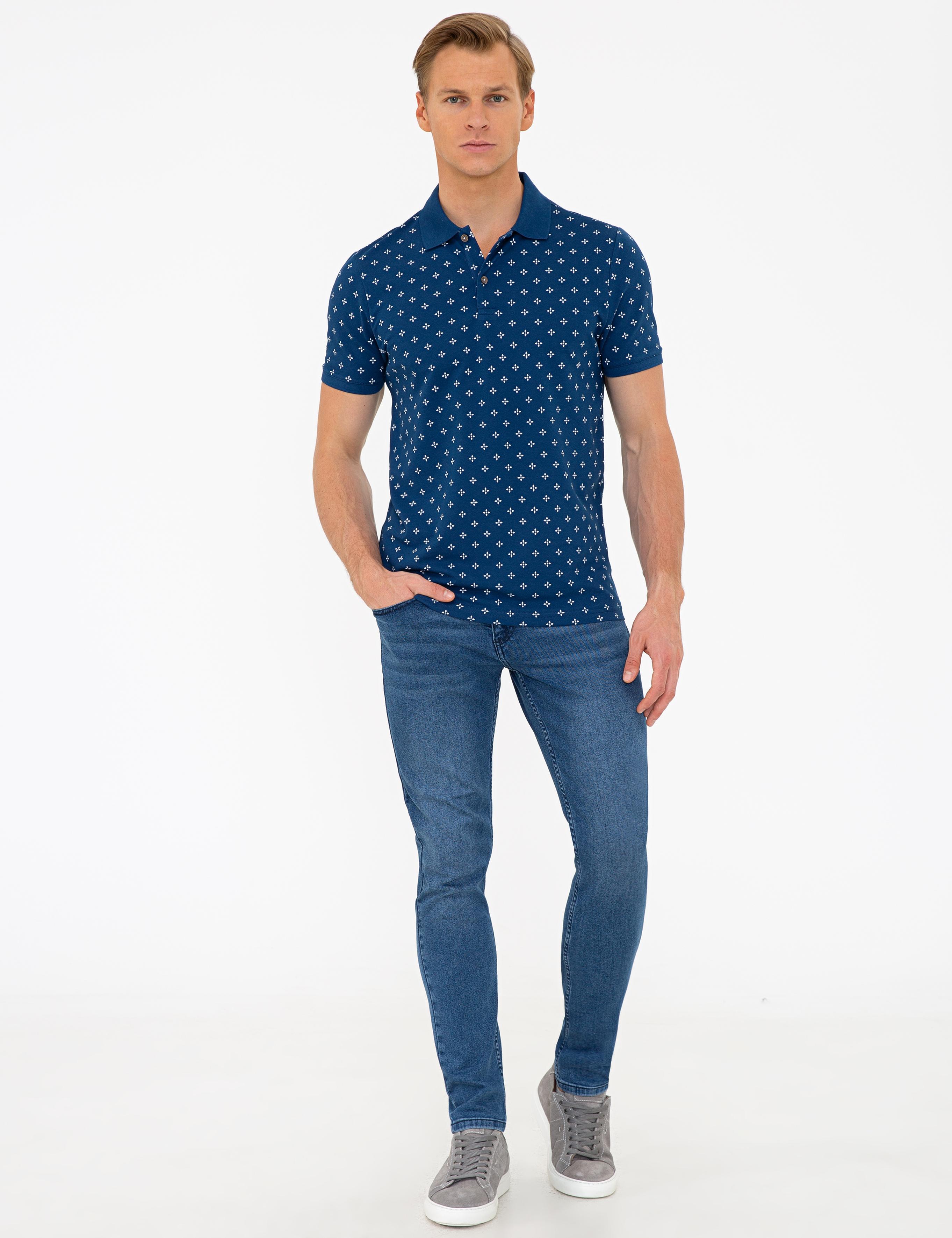 Lacivert Slim Fit Polo Yaka T-Shirt