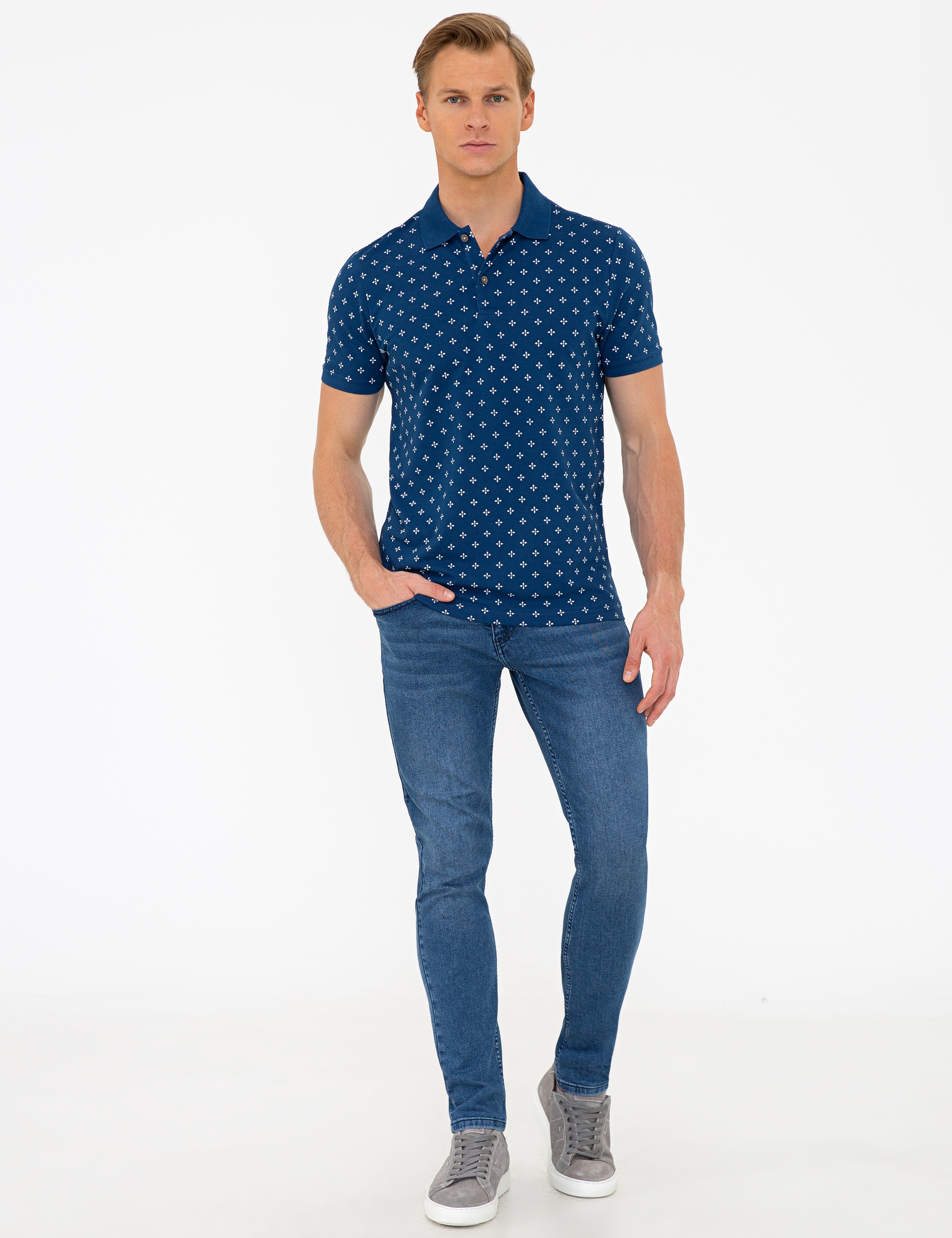 Lacivert Slim Fit Polo Yaka T-Shirt - Image 4
